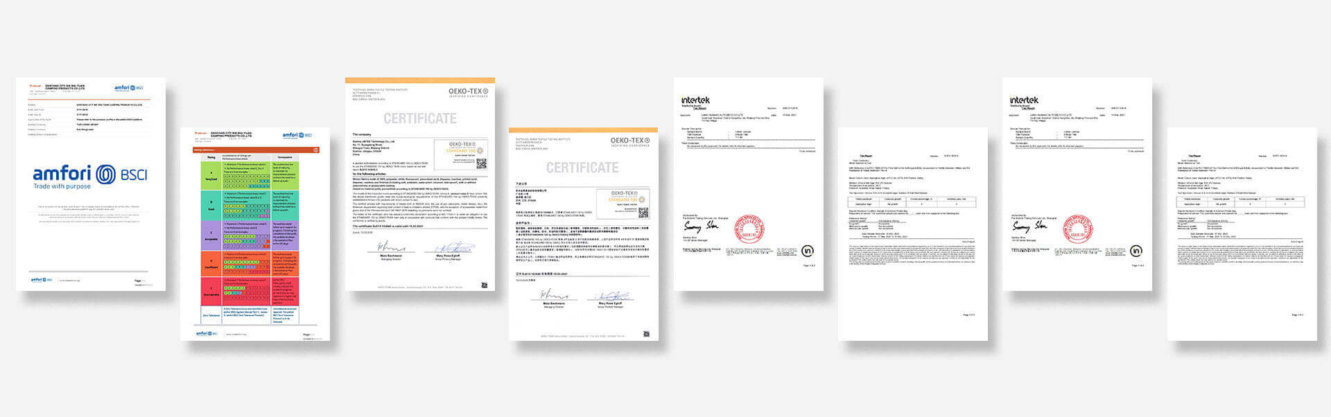 tent manufacturer certificate